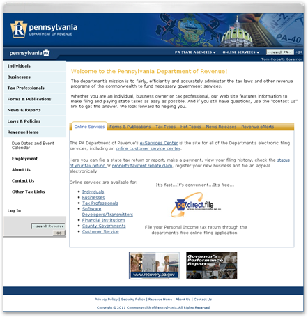 PA Department of Revenue Site